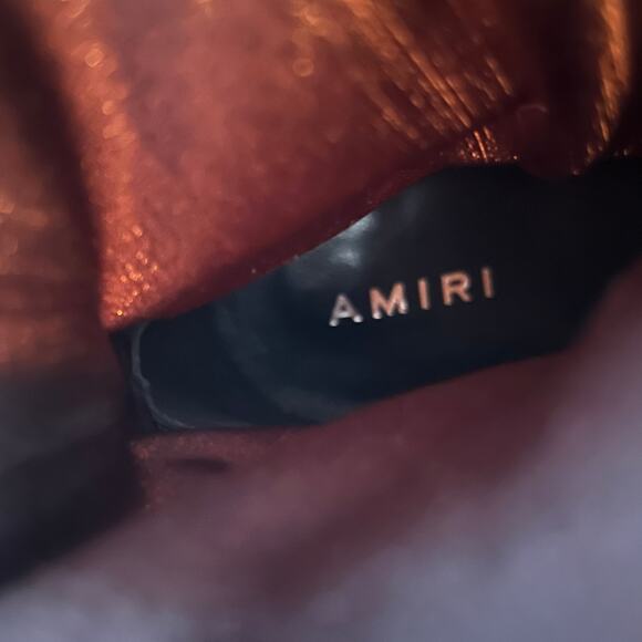 AMIRI Sock Bootie Stiletto Heel Womens 10.5 Tan Neoprene Pointed Leather Cap Toe - Picture 8 of 16